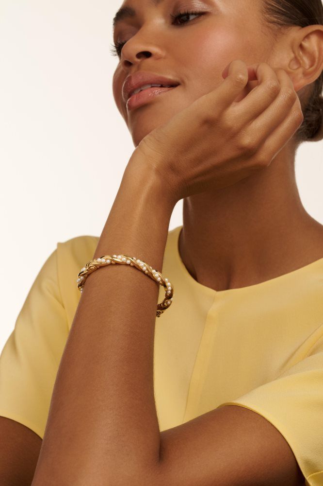 Ted Baker Tilaa - Twisted Pearl Gold Hinged Bangle Doré | 791862-KQH