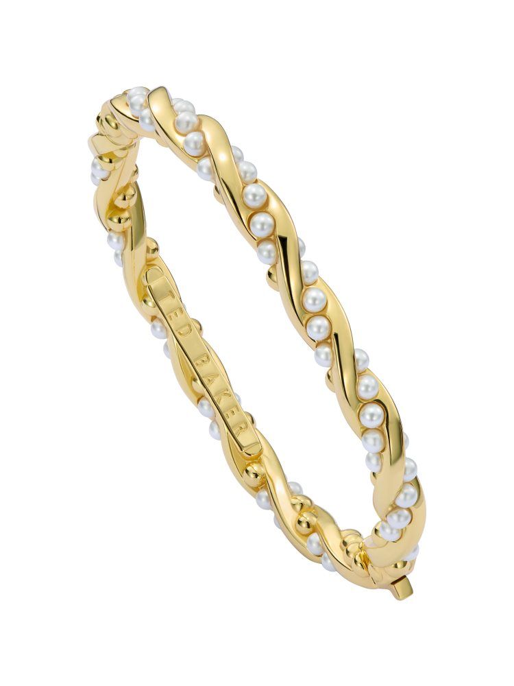 Ted Baker Tilaa - Twisted Pearl Gold Hinged Bangle Doré | 791862-KQH