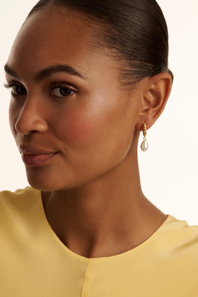 Ted Baker Tilly - Pearl Pendant Twisted Hoop Earrings Doré | 184209-TAE