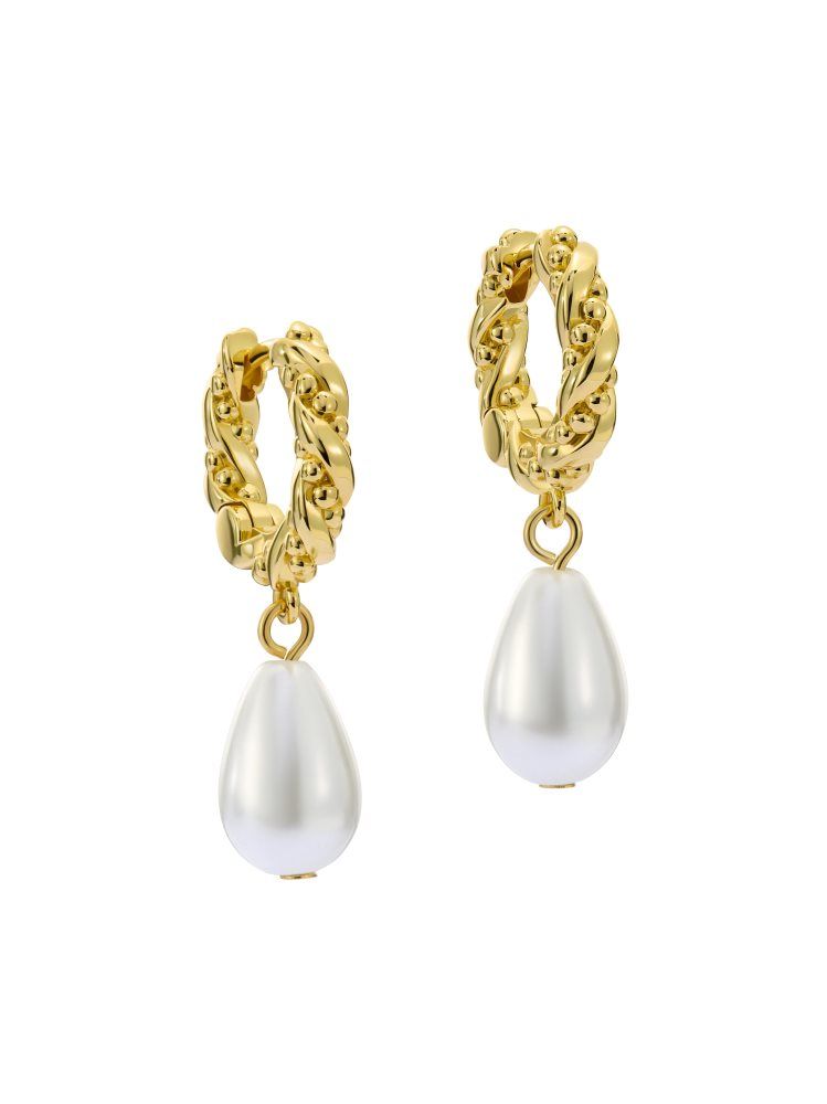 Ted Baker Tilly - Pearl Pendant Twisted Hoop Earrings Doré | 184209-TAE