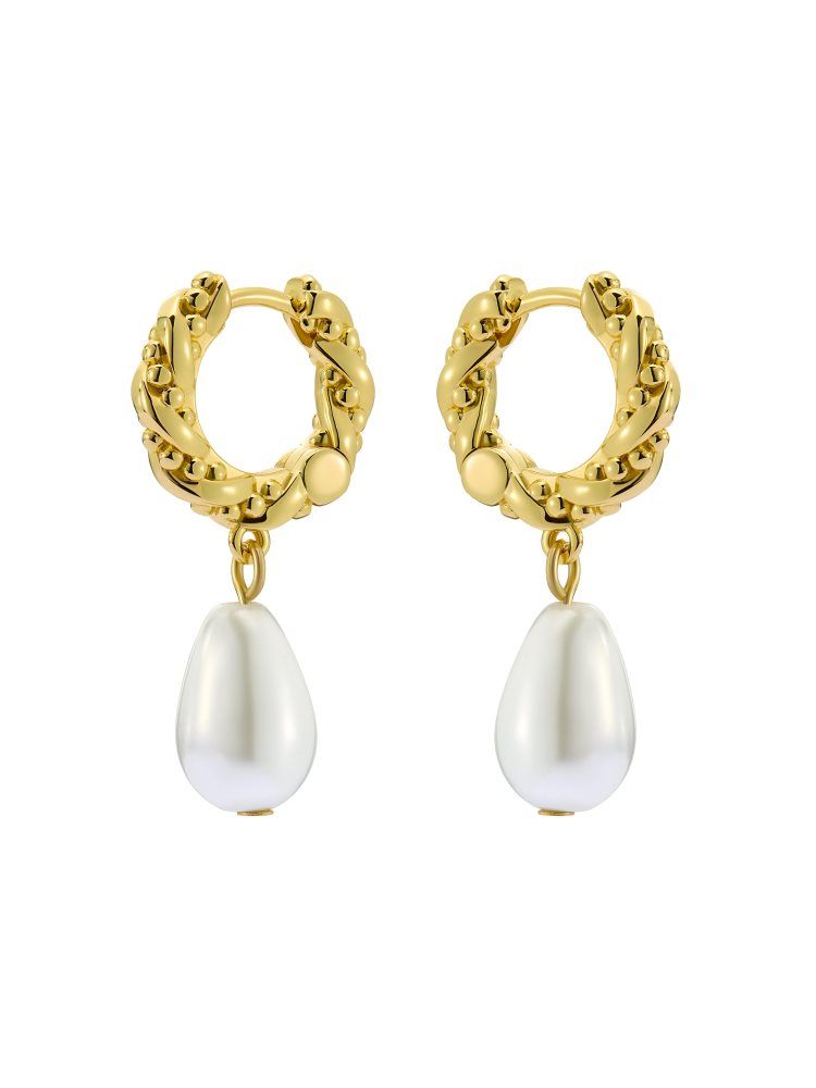 Ted Baker Tilly - Pearl Pendant Twisted Hoop Earrings Doré | 184209-TAE
