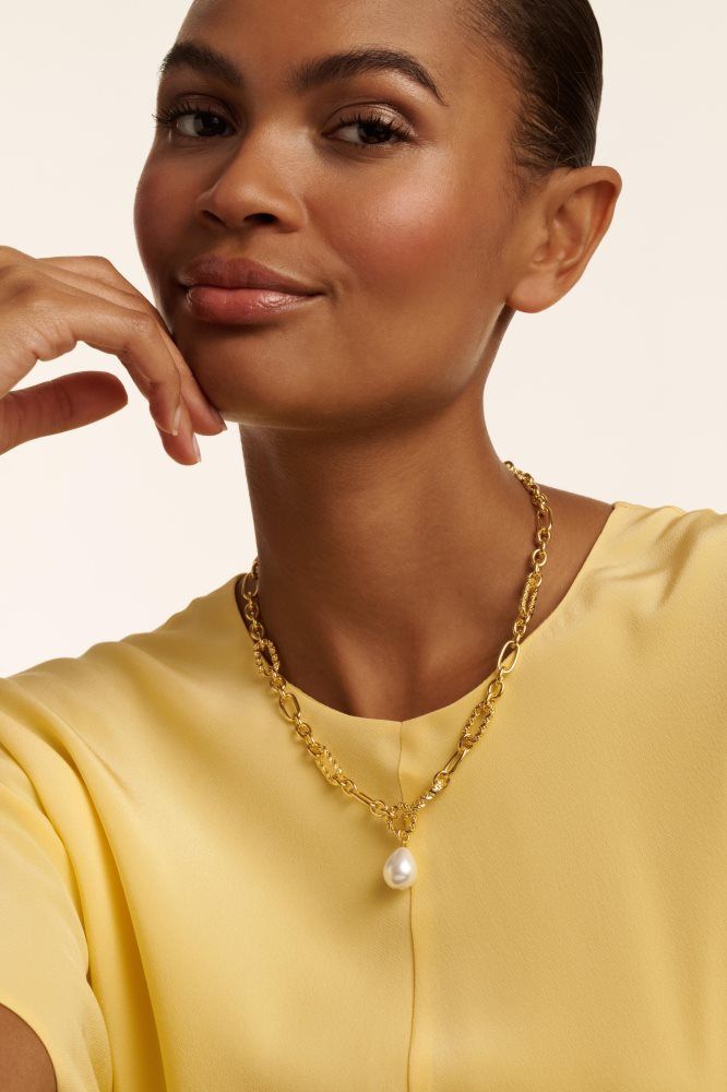 Ted Baker Timora - Pearl Pendant Twisted Chain Necklace Doré | 958420-TPB