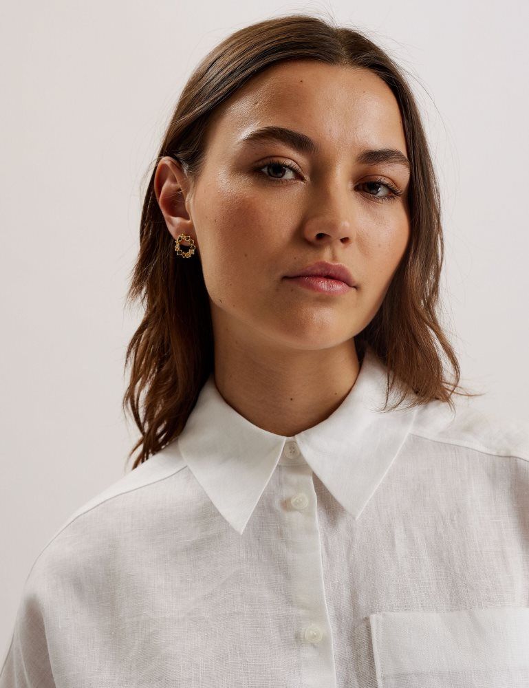 Ted Baker Toloca - Oversized Linen Shirt Blanche | 350478-WRO