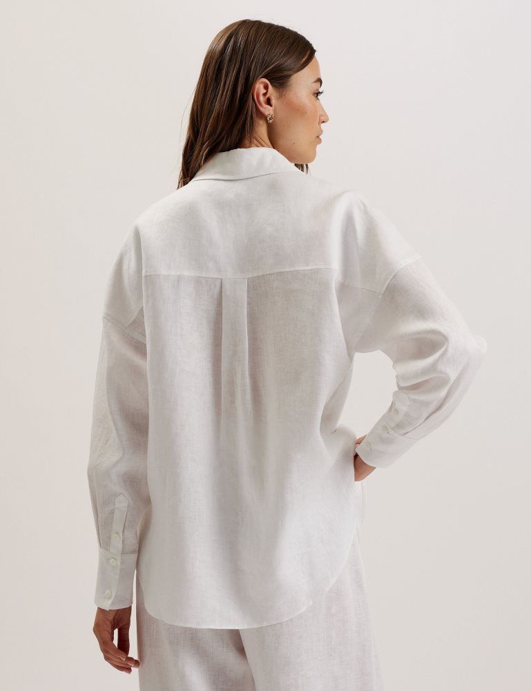 Ted Baker Toloca - Oversized Linen Shirt Blanche | 350478-WRO