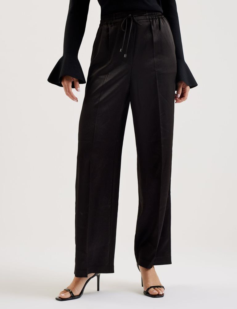 Ted Baker Umaibo - Satin Wide Leg Drawstring Joggers Noir | 089315-PXR