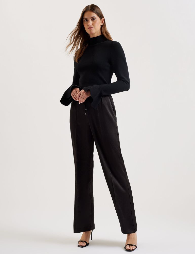 Ted Baker Umaibo - Satin Wide Leg Drawstring Joggers Noir | 089315-PXR