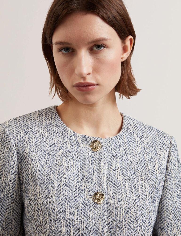 Ted Baker Vulpa - Boucle Button-up Cropped Tailored Jacket Bleu | 547608-KEZ