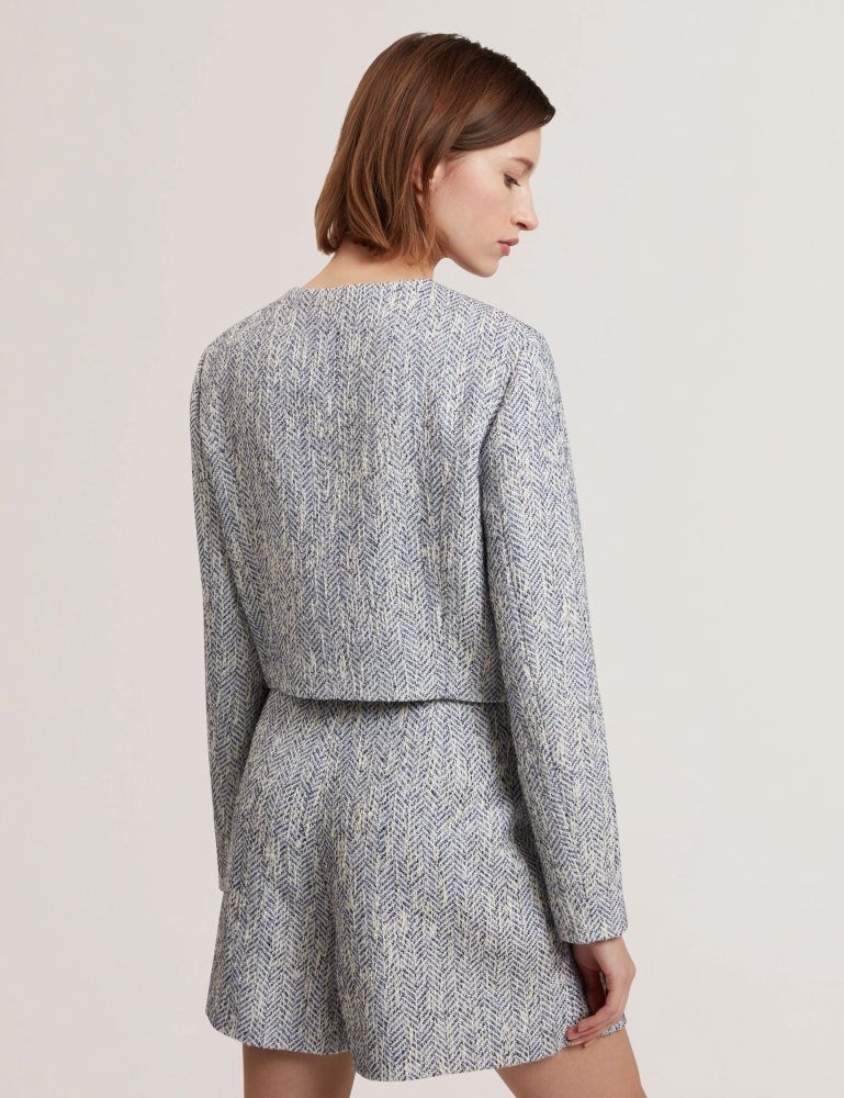 Ted Baker Vulpa - Boucle Button-up Cropped Tailored Jacket Bleu | 547608-KEZ