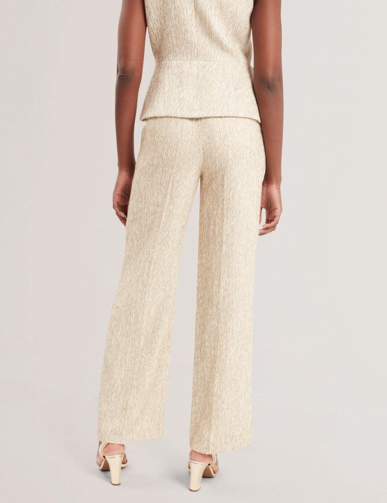 Ted Baker Vulpat - Boucle Herringbone Wide Leg Tailored Trousers Blanche | 540169-MWS