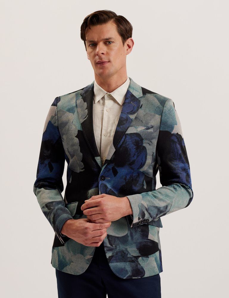 Ted Baker Walkerj - Printed Floral Pique Jersey Blazer Multicolore | 049528-UHD