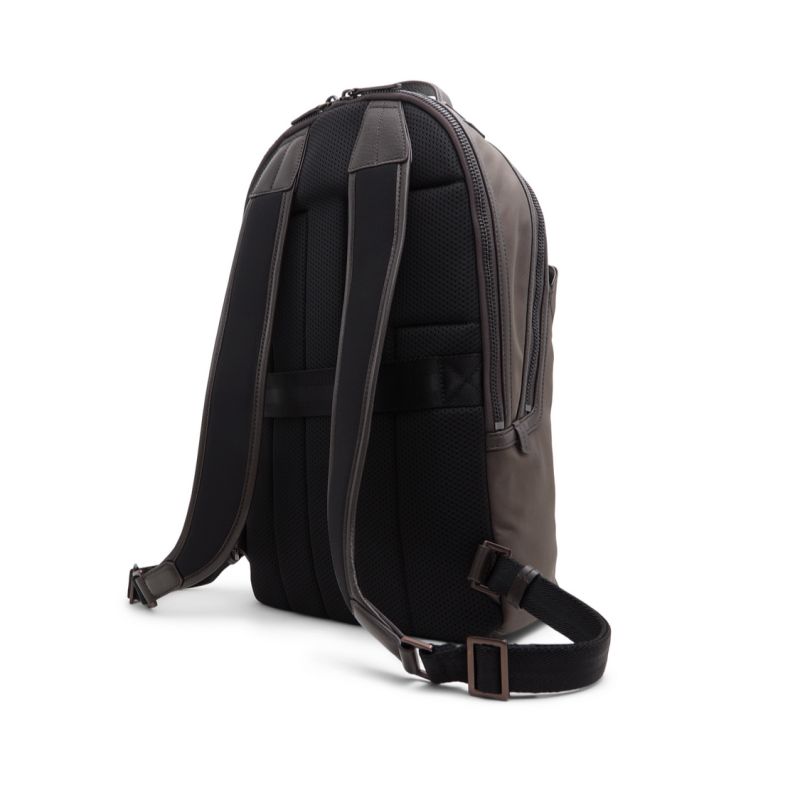 Ted Baker Xaden - Nylon Leather Trim Double Zip Backpack Marron | 571649-QWN