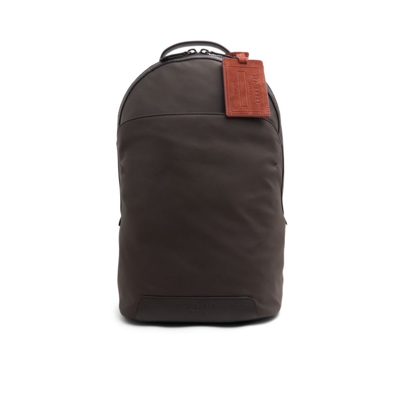 Ted Baker Xaden - Nylon Leather Trim Double Zip Backpack Marron | 571649-QWN