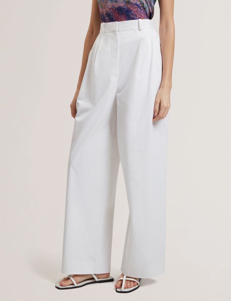 Ted Baker Zozia - Pleated High Waist Wide Leg Trousers Blanche | 795418-OXN