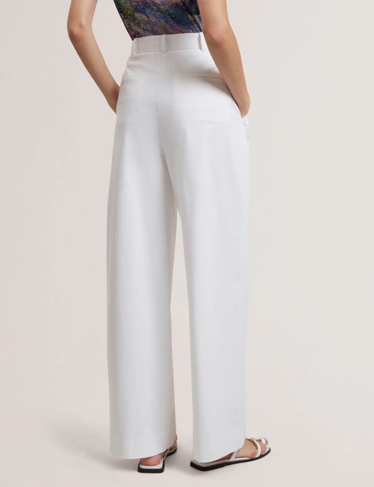 Ted Baker Zozia - Pleated High Waist Wide Leg Trousers Blanche | 795418-OXN